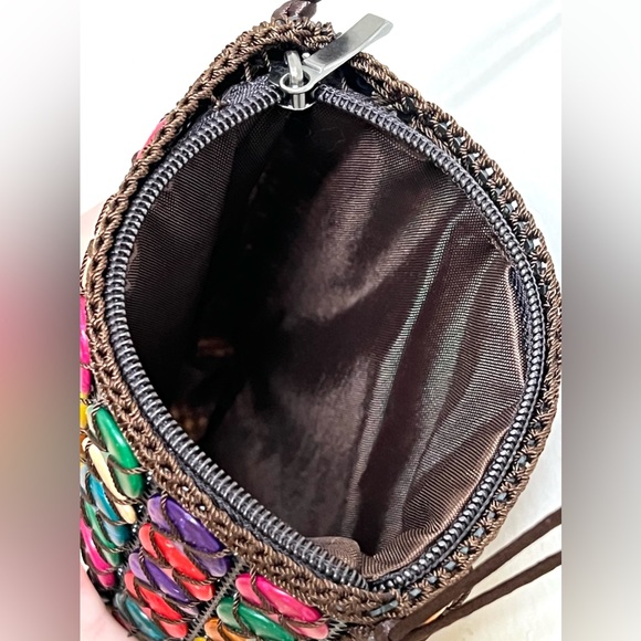 Colorful Buttons Small Zipper Bag on Long Strap 7x5.5 in - Picture 3 of 5